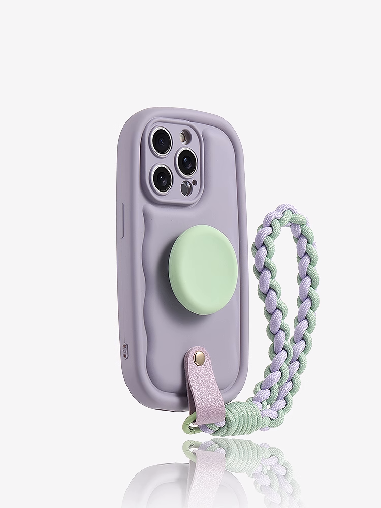 Shockproof Yellow Air Cushion Lanyard Phone Case – Full-Body Soft Bubble Cover with Strap